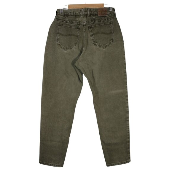Lee Riveted 90s retro high‎ waist tapered leg denim mom jeans USA made 28 x 28 - Picture 2 of 11